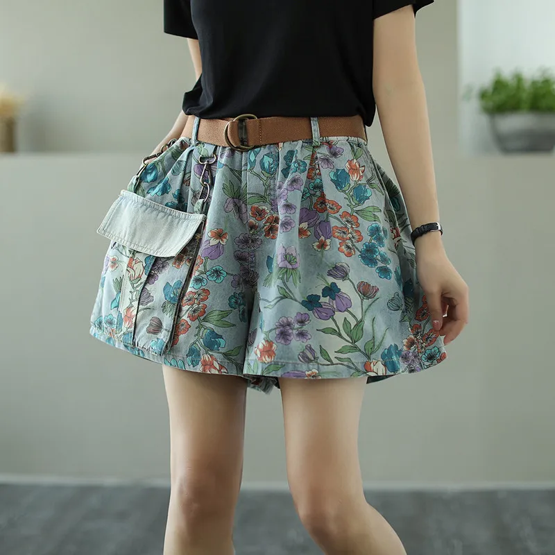 Plus Size Women Summer Vintage Floral Print Denim Shorts Female High Waist Distress Streetwear Baggy Wide Leg Jeans Short Pants
Plus Size Women Summer Vintage Floral Print Denim Shorts Female High Waist Distress Streetwear Baggy Wide Leg Jeans Short Pants