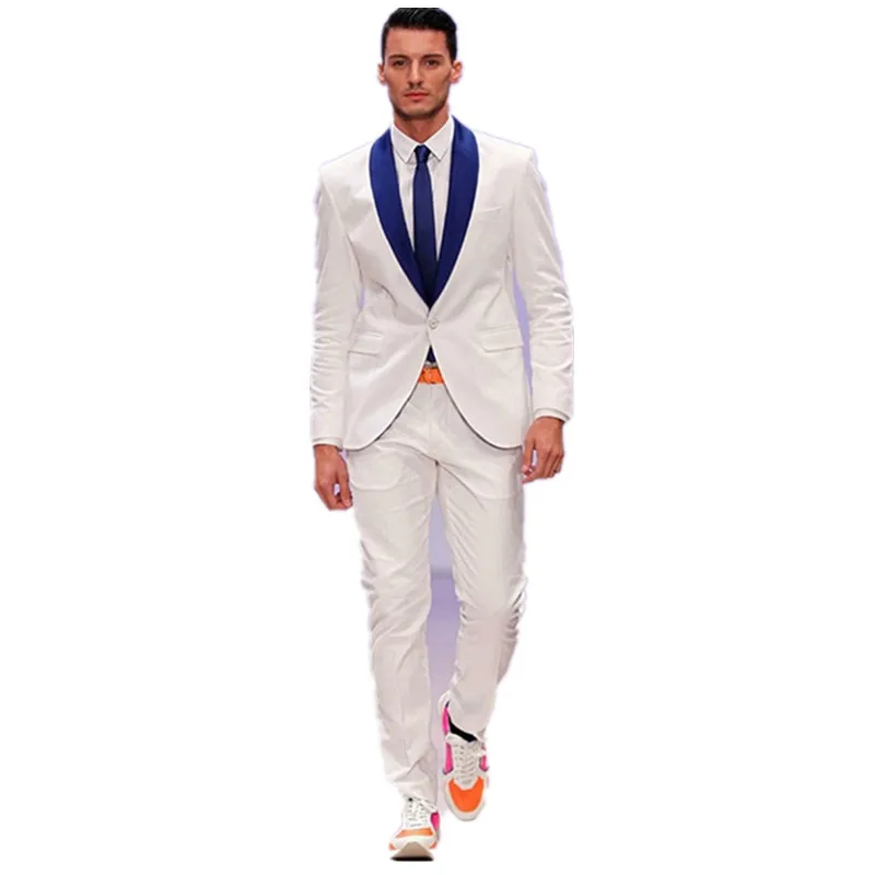 Custom navy blue lapel groom dress ivory men's suit companion wedding suit (jacket + pants)
Custom navy blue lapel groom dress ivory men's suit companion wedding suit (jacket + pants)