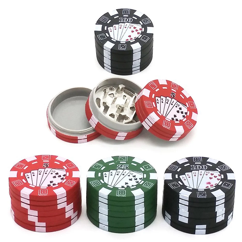 

Newest 3 Layers Poker Chip Style Herb Herbal Tobacco Grinder Grinders Smoking Pipe Accessories gadget Red/Green/Black #BW