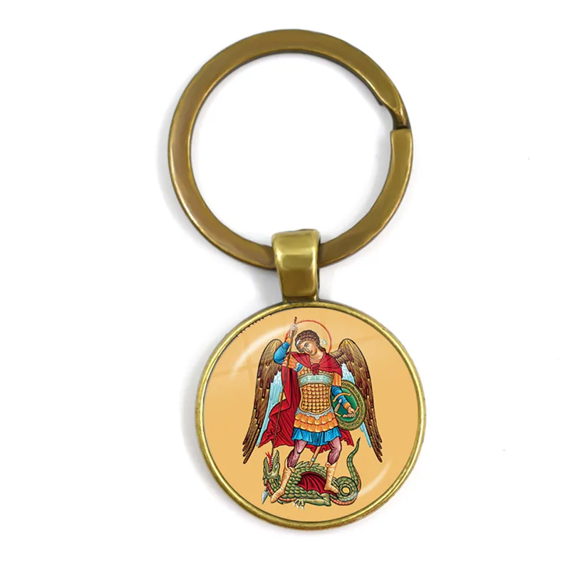 Новые мужские Брелоки для ключей Archangel St.Michael Protect Me Saint Shield Protection Charm русский Orhodox