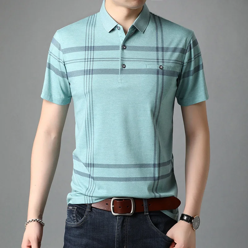 Рубашка-поло мужская в полоску, брендовая дизайнерская Повседневная однотонная модная одежда с коротким рукавом, лето 2021 
Рубашка-поло мужская в полоску, брендовая дизайнерская Повседневная однотонная модная одежда с коротким рукавом, лето 2021