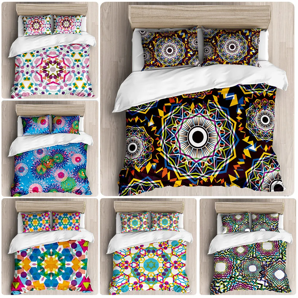 

National Style Bohemia Flower 3D Bedding Set Mandala Duvet Cover Set Winter Bed Pillowcase King Size Luxury Home Textile