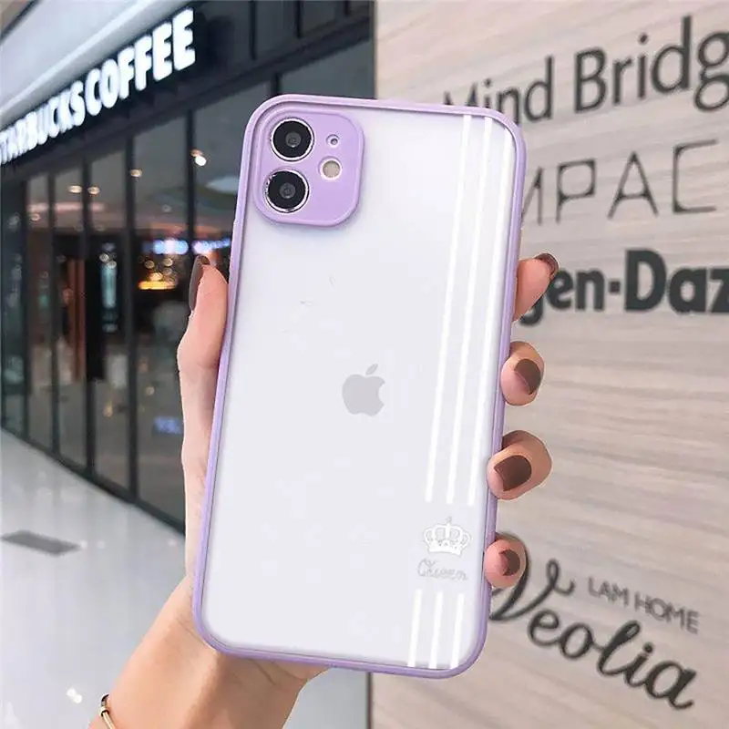 King queen couple Phone Case For iPhone 12 11 Mini Pro XR XS Max 7 8 Plus X Matte transparent Purple Cover
King queen couple Phone Case For iPhone 12 11 Mini Pro XR XS Max 7 8 Plus X Matte transparent Purple Cover
