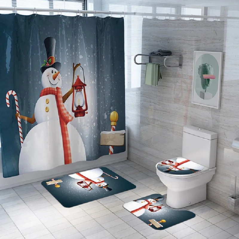 Random Pattern Delivery Hat Snowman Printing Bathroom Waterproof Shower Curtain 4pcs Set Toilet Cover Non-slip Mat
Random Pattern Delivery Hat Snowman Printing Bathroom Waterproof Shower Curtain 4pcs Set Toilet Cover Non-slip Mat