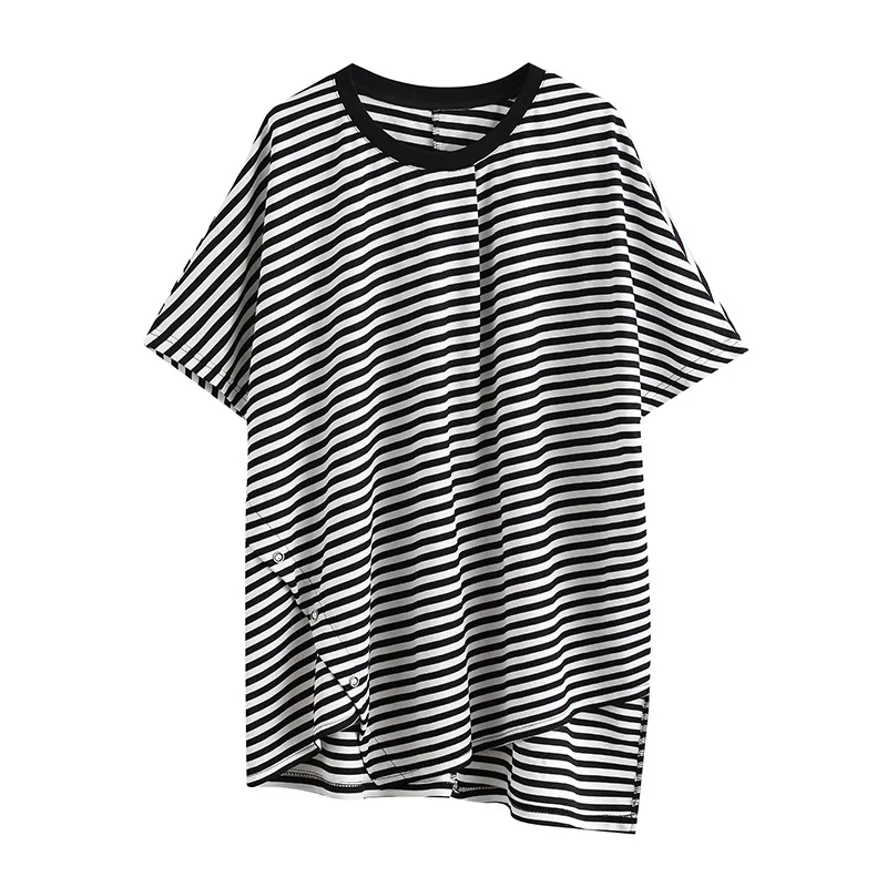 Plus Size Striped Irregular Patchwork T-Shirt Women New Loose Casual Short Sleeve Tee Shirt Tops Clothes Fashion Summer 2021
Plus Size Striped Irregular Patchwork T-Shirt Women New Loose Casual Short Sleeve Tee Shirt Tops Clothes Fashion Summer 2021