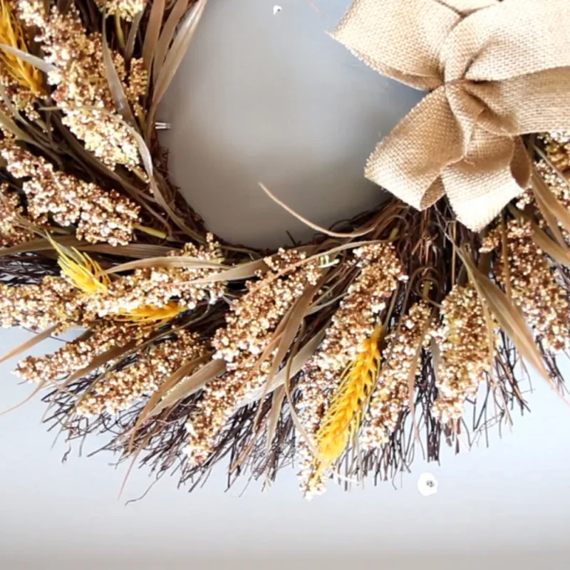 Artificial Grain Wreath With Bowknot Fall Harvest Garland For Front Door And Thanksgiving Holiday Decorative Ornament
Artificial Grain Wreath With Bowknot Fall Harvest Garland For Front Door And Thanksgiving Holiday Decorative Ornament