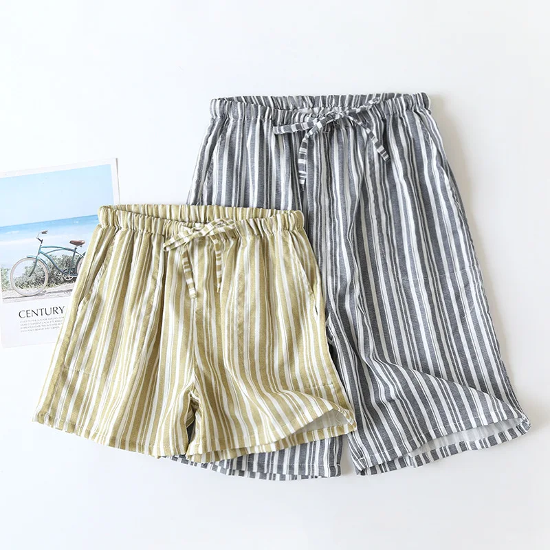 Summer Men/women Pajama Pants Pure Cotton Gauze Simple Stripe Short Sleep Bottoms Loose Cool Lounge Couples Shorts Beach Pants
Summer Men/women Pajama Pants Pure Cotton Gauze Simple Stripe Short Sleep Bottoms Loose Cool Lounge Couples Shorts Beach Pants