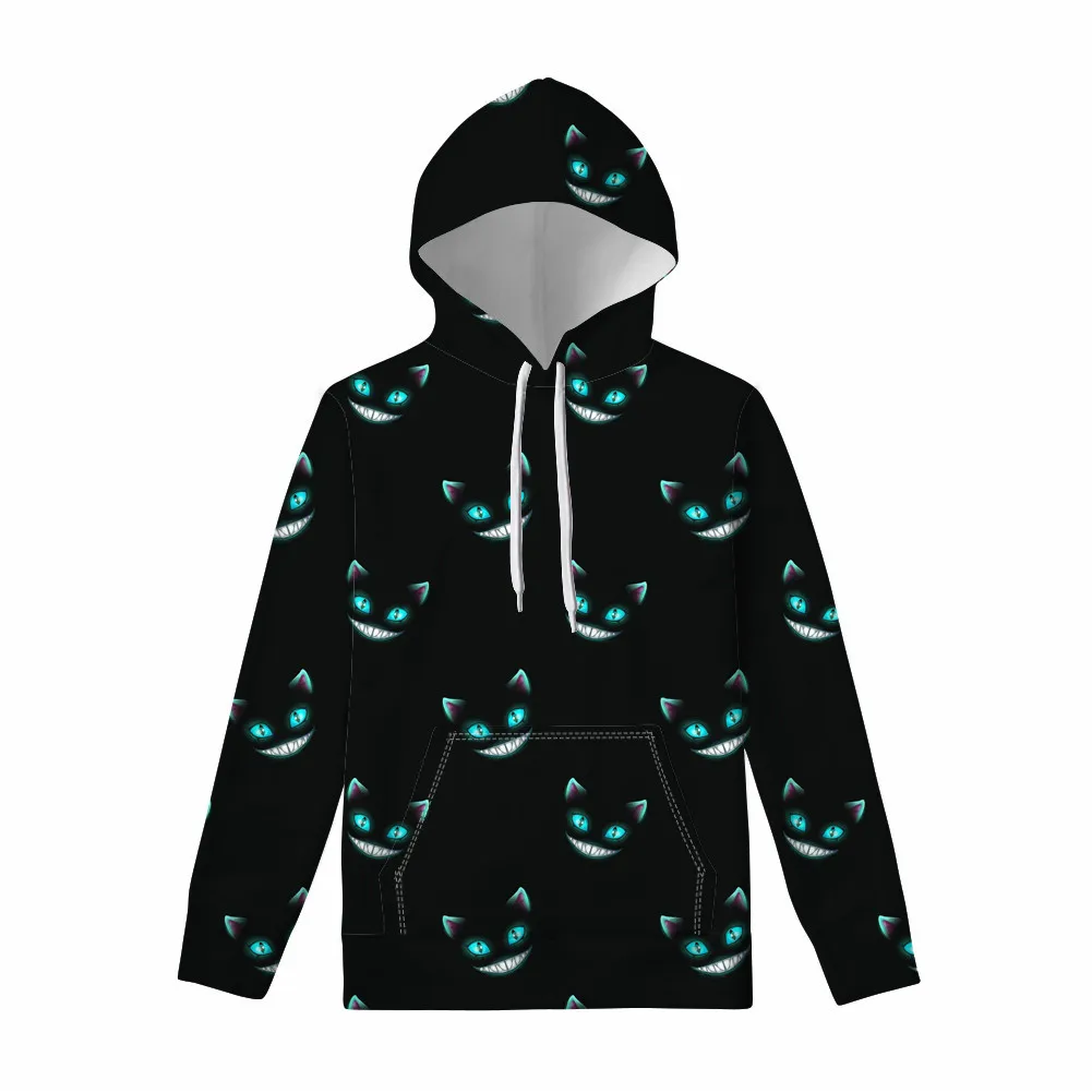 O-neck Hoodies with Cheshire Cat Evil Smile Print Oversized Pullover Women Long Sleeves Tops Autumn Clothing Female Sweatshirt | Женская