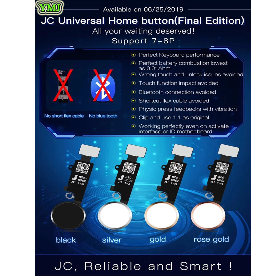 YF JC Universal Home Button Flex for iPhone 7 7Plus 8 8Plus Return back Function Solution Return Back Button
YF JC Universal Home Button Flex for iPhone 7 7Plus 8 8Plus Return back Function Solution Return Back Button