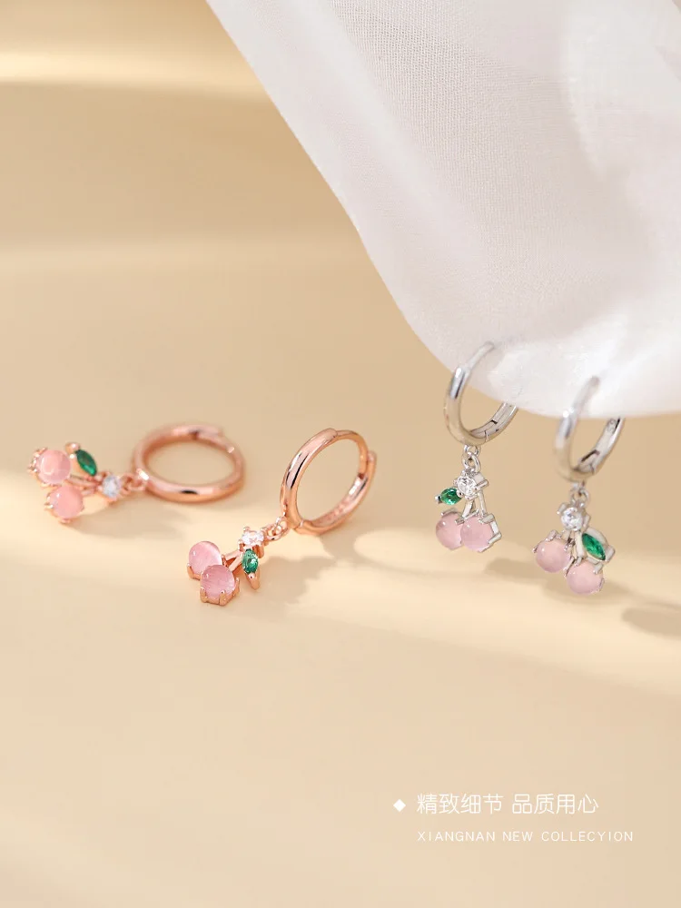 925 Sterling Silver Ear Buckle Pink Crystal Cherry Hoop Earrings for Women Girl Student cute Fruit Huggie Fine Jewelry Earrings
925 Sterling Silver Ear Buckle Pink Crystal Cherry Hoop Earrings for Women Girl Student cute Fruit Huggie Fine Jewelry Earrings