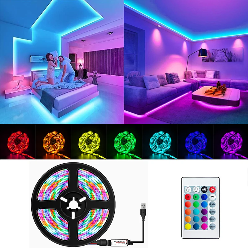 16 Colors LED Light Strip RGB 5V 2835 Remote Control Waterproof USB Light TV Bedroom Background Lighting Lamp Strip 1/2/3/4/5M
16 Colors LED Light Strip RGB 5V 2835 Remote Control Waterproof USB Light TV Bedroom Background Lighting Lamp Strip 1/2/3/4/5M