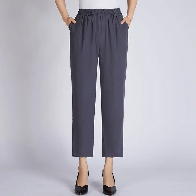 Spring Summer Middle-aged Women's Pants Thin Casual Solid Plus Size Trousers Loose High Waist Mother Nine Points Straight Pants
Spring Summer Middle-aged Women's Pants Thin Casual Solid Plus Size Trousers Loose High Waist Mother Nine Points Straight Pants