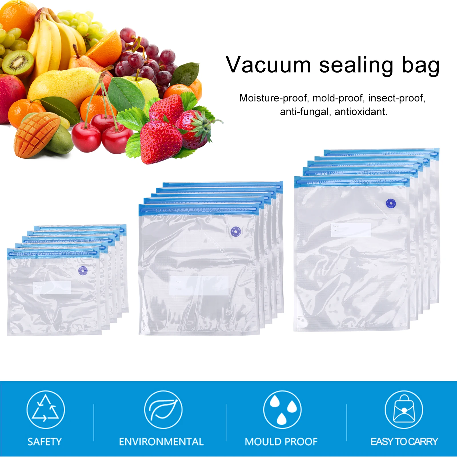 Reusable Vacuum Food Storage Bag Resealable BPA Free Zipper Storage Bags with Air Valv 3 Sizes Vacuum Food Bags Food Storage
Reusable Vacuum Food Storage Bag Resealable BPA Free Zipper Storage Bags with Air Valv 3 Sizes Vacuum Food Bags Food Storage