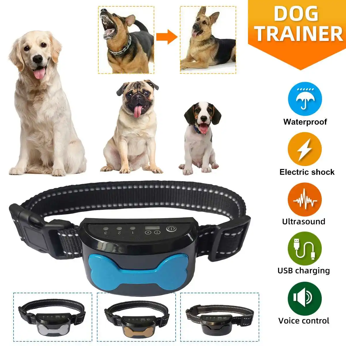 Ошейник для собак, водонепроницаемый перезаряжаемый антилай, с вибрационным звуковым сигналом, для маленьких, средних и больших собак
Ошейник для собак, водонепроницаемый перезаряжаемый антилай, с вибрационным звуковым сигналом, для маленьких, средних и больших собак