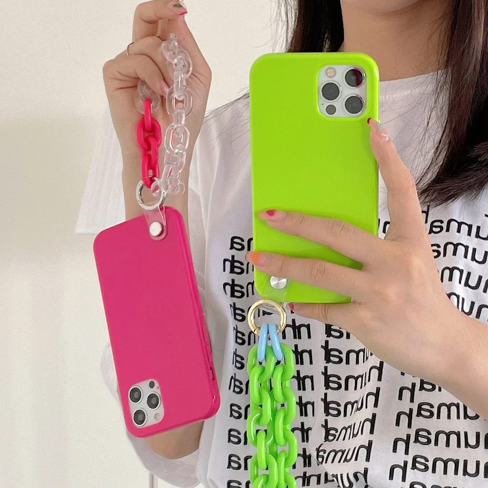 Fashion Jelly Candy Color Bracelet Chain Hand Strap Phone Case For iPhone 11 12 Pro Max XS XR X 7 8 Plus SE 2 Soft Cover Lanyard
Fashion Jelly Candy Color Bracelet Chain Hand Strap Phone Case For iPhone 11 12 Pro Max XS XR X 7 8 Plus SE 2 Soft Cover Lanyard