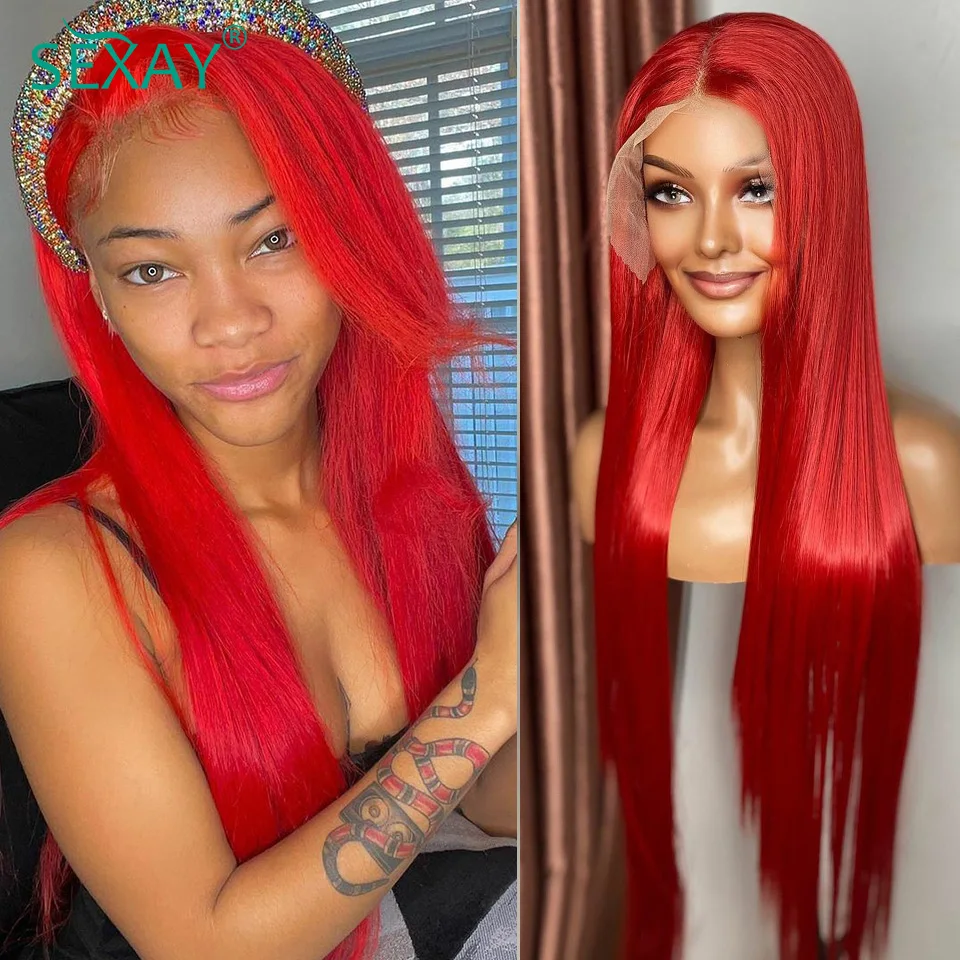 Sexay Solid Red Straight Lace Front Wig 26 Brazilian 13x4 Frontal Wig Human Hair Pre Plucked Bone Straight 4x4 Lace Closure Wigs
Sexay Solid Red Straight Lace Front Wig 26 Brazilian 13x4 Frontal Wig Human Hair Pre Plucked Bone Straight 4x4 Lace Closure Wigs