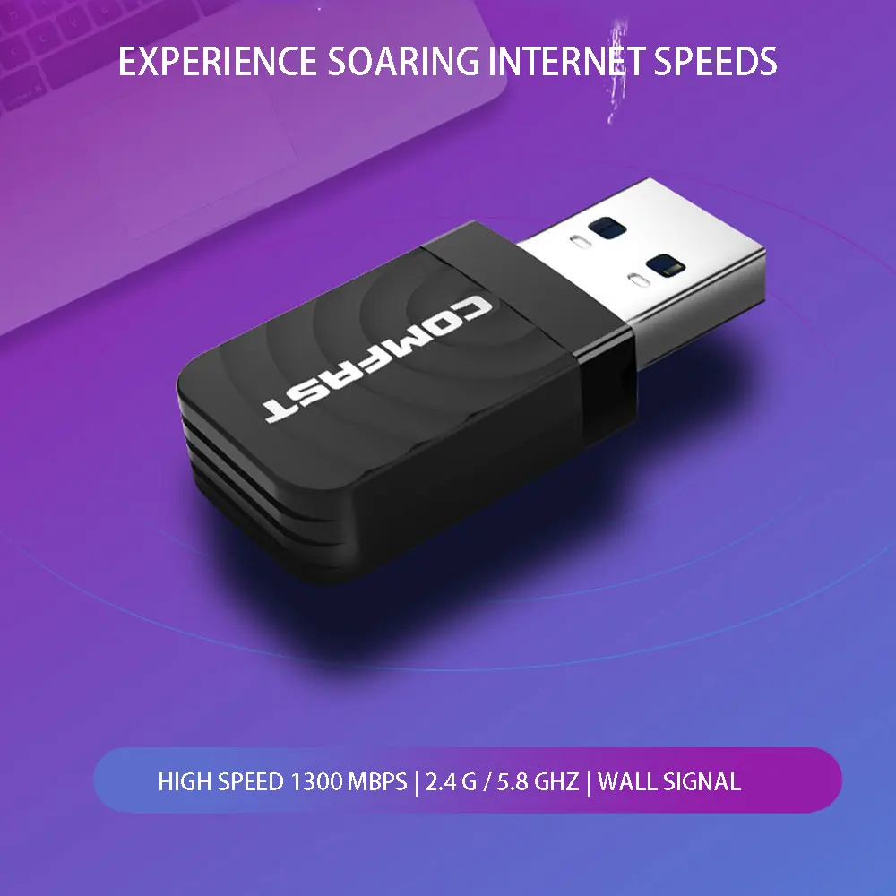 USB3.0 WiFi Adapter 1300Mbps 2.4G/5.8GHz 802.11n Portable Wifi Adapter Receiver Suitable For PC Computer Laptop 
USB3.0 WiFi Adapter 1300Mbps 2.4G/5.8GHz 802.11n Portable Wifi Adapter Receiver Suitable For PC Computer Laptop