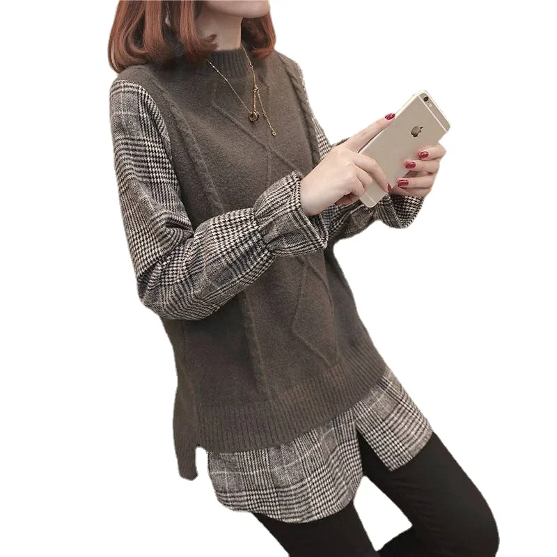 2021New Autumn Winter Women Vintage Sweater Shirt and Knitted Vest Fake Two Pieces Sweaters Tops AA005
2021New Autumn Winter Women Vintage Sweater Shirt and Knitted Vest Fake Two Pieces Sweaters Tops AA005