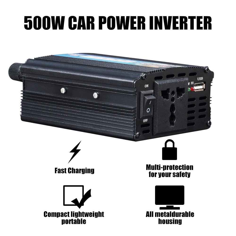 Power Inverter Pure Sine Wave 500W Car Power Inverter 12V 220V and AC 110v Converter Auto Charger Converter Adapter Modified
Power Inverter Pure Sine Wave 500W Car Power Inverter 12V 220V and AC 110v Converter Auto Charger Converter Adapter Modified