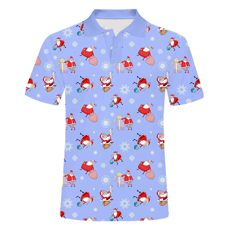 

IFPD EU Size Christmas Men's New 3D Printed Santa Claus Gift Polo T Shirt 6XL Personality Plus Size Xmas Party Funny Polo Shirts