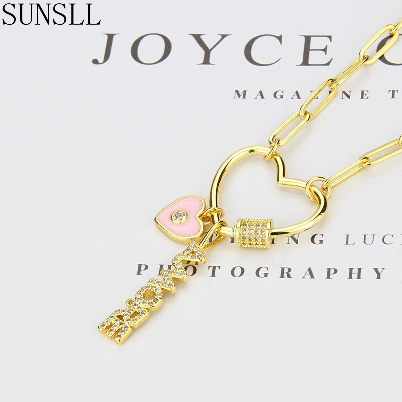 SUNSLL New gold and copper heart-shaped lock screw buckle necklace CZ various accessories female necklace birthday party gift
SUNSLL New gold and copper heart-shaped lock screw buckle necklace CZ various accessories female necklace birthday party gift