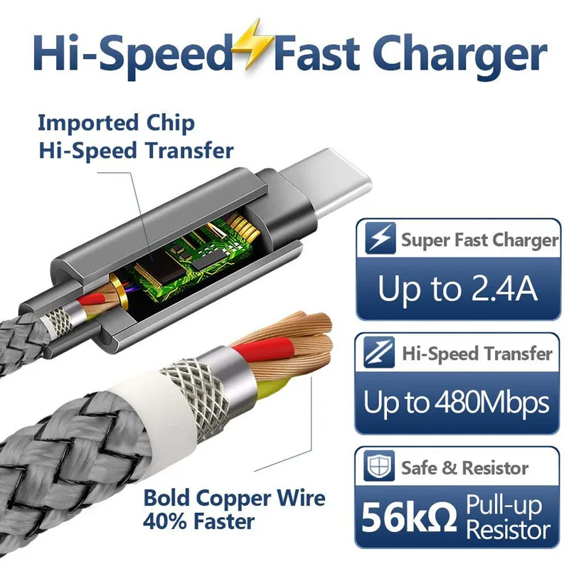 Кабель USB Type-C USB-C мобильный телефон для OPPO A74 A94 A54 5G A93 A73 A53 A5 A9 2020 A52 A72 A92 S | Мобильные