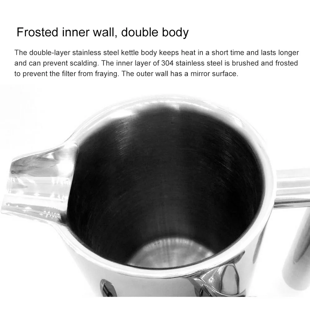 Stainless Steel Double Layer Insulation Coffee Maker with Filter 800/350ML Filter Kettle Large Capacity Manual Coffee Container
Stainless Steel Double Layer Insulation Coffee Maker with Filter 800/350ML Filter Kettle Large Capacity Manual Coffee Container