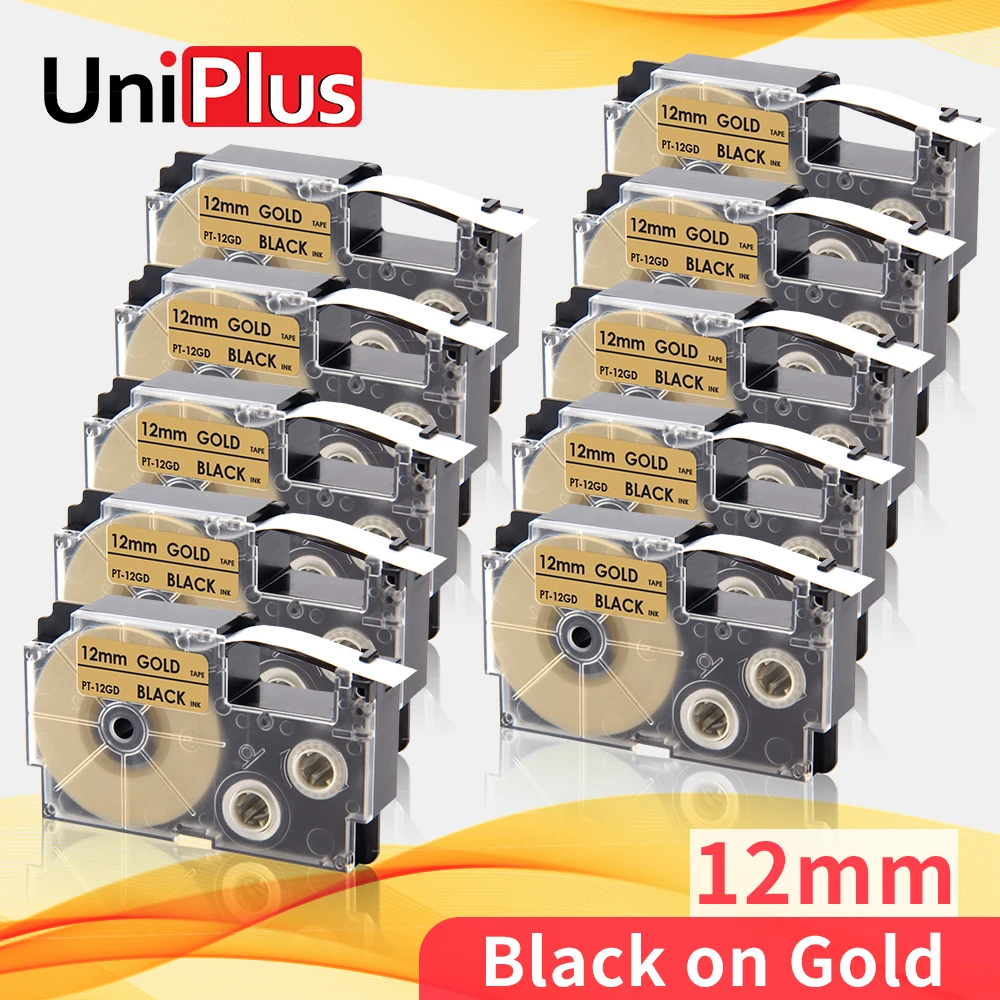 UniPlus XR-12GD Black on Gold 12mm*8m Printer Ribbon Replacement Casio Label Tape Typewriter XR12GD for Caisol Labeller Printer
UniPlus XR-12GD Black on Gold 12mm*8m Printer Ribbon Replacement Casio Label Tape Typewriter XR12GD for Caisol Labeller Printer