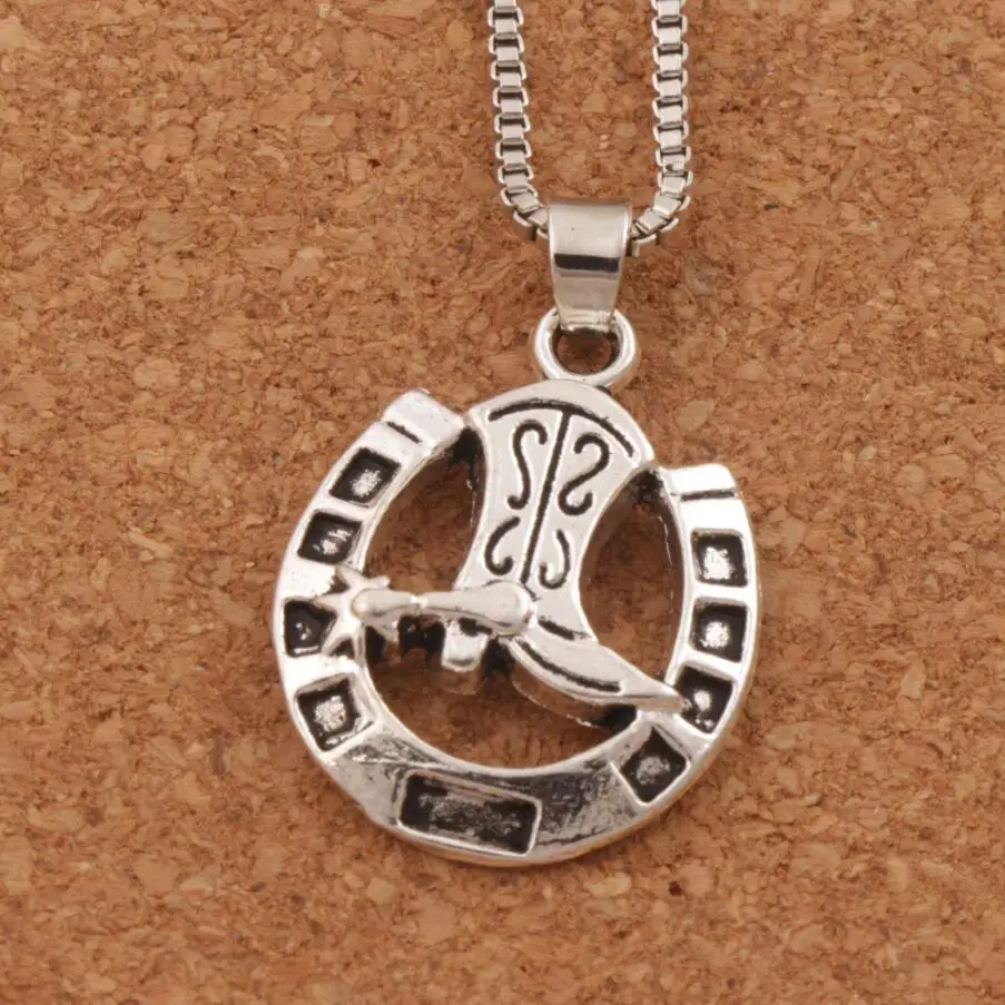 20pcs Zinc Alloy Lucky Horseshoe with Cowboy Boot Pendant Necklaces 24 inches Chains N277 
20pcs Zinc Alloy Lucky Horseshoe with Cowboy Boot Pendant Necklaces 24 inches Chains N277