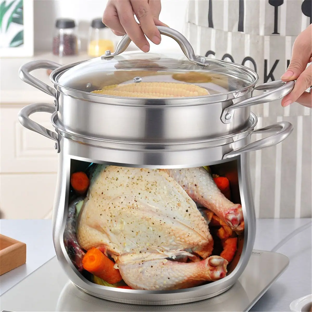 Stainless Steel Soup Pot Steamer Pot Soup Pot Non-stick Home Binaural Skillet Gas Milk Pot For Induction Cooker Special Cookware
Stainless Steel Soup Pot Steamer Pot Soup Pot Non-stick Home Binaural Skillet Gas Milk Pot For Induction Cooker Special Cookware