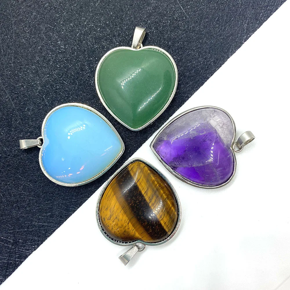 Natural Stone Love Heart Pendant Malay Jade Tiger Eye Stone Amethyst Fashion Pendant for DIY Jewelry Making Necklace Bracelet
Natural Stone Love Heart Pendant Malay Jade Tiger Eye Stone Amethyst Fashion Pendant for DIY Jewelry Making Necklace Bracelet