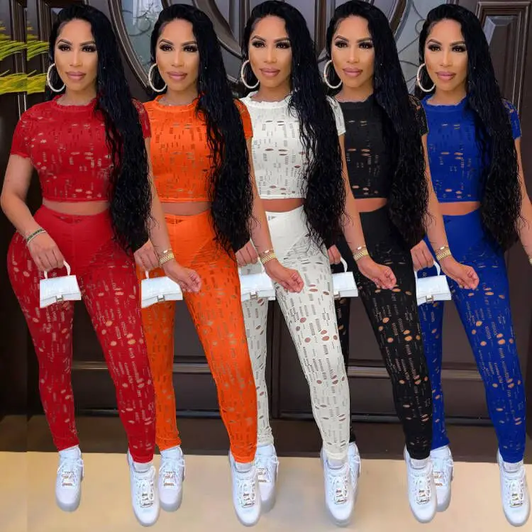 Casaul Women Tracksuit Matching Set Hollow Out Solid Color Fitness Sportsuit Short Sleeve Shirt And Long Pants Clothes For Women
Casaul Women Tracksuit Matching Set Hollow Out Solid Color Fitness Sportsuit Short Sleeve Shirt And Long Pants Clothes For Women