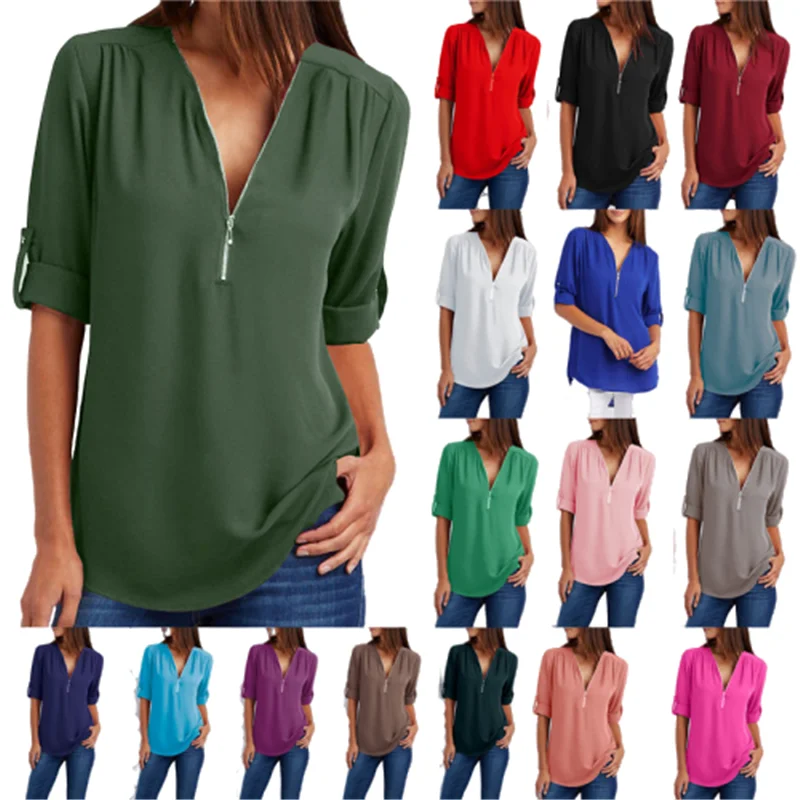 Big Size 4XL 5xl Women chiffon Tshirt V-neck Zipper irregular Loose Casual T shirts Spring Summer Plus size Sexy Tops Tee shirts
Big Size 4XL 5xl Women chiffon Tshirt V-neck Zipper irregular Loose Casual T shirts Spring Summer Plus size Sexy Tops Tee shirts