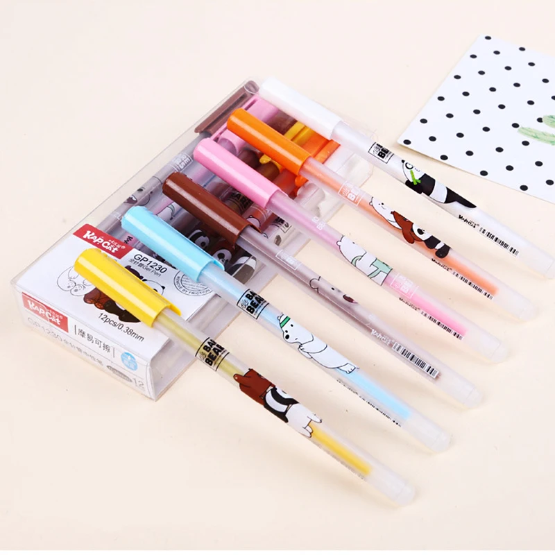 12 Lovely Kawaii Erasable Neutral Pens 0.38 Refill Black, Blue Ink Ballpoint Pen Writing Smooth Mark Diary School Office 
12 Lovely Kawaii Erasable Neutral Pens 0.38 Refill Black, Blue Ink Ballpoint Pen Writing Smooth Mark Diary School Office