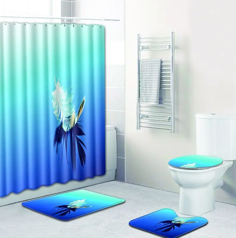 Bath Mat Shower Curtain Bathroom Carpet Set Anti Slip Mats for Bathroom Water Absorbent Rug Suit Colorful Feather Printing
Bath Mat Shower Curtain Bathroom Carpet Set Anti Slip Mats for Bathroom Water Absorbent Rug Suit Colorful Feather Printing