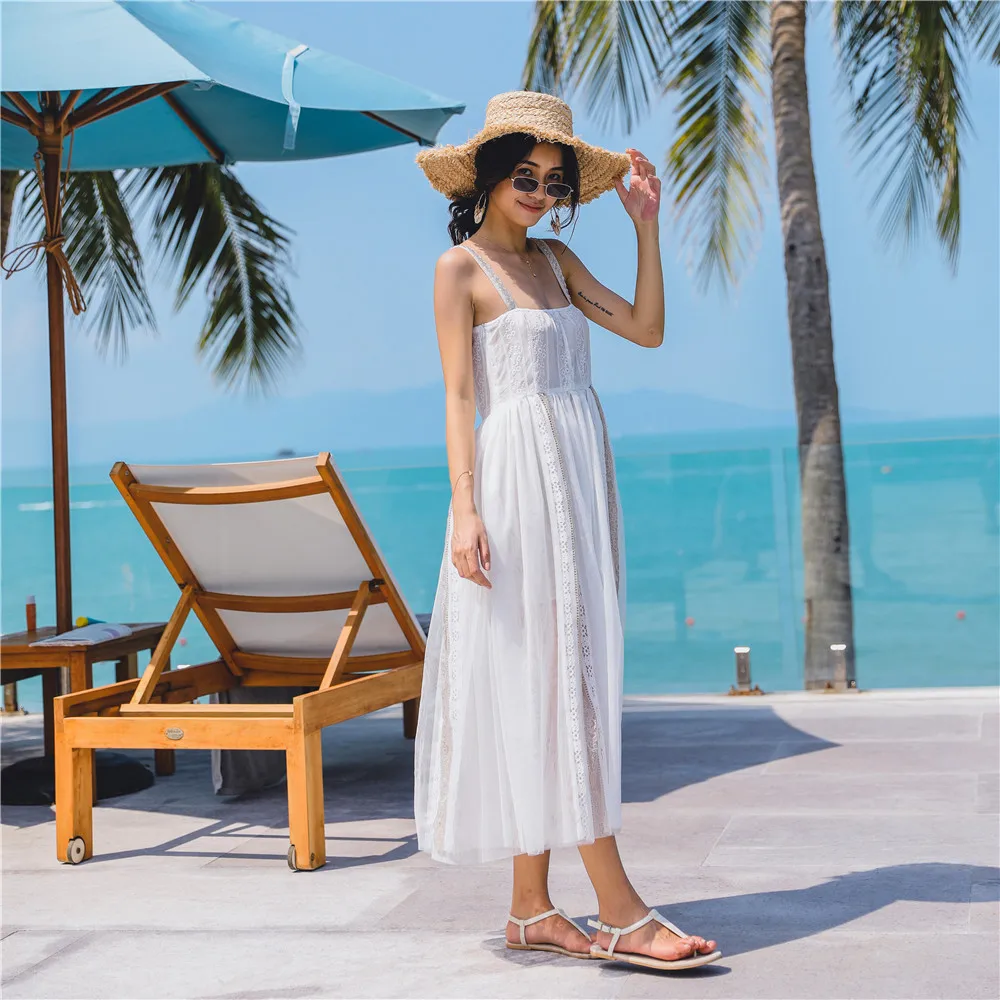 2020 Summer Women's Dresses Fashion Slim Sashes Neck Sleeveless Whiter Long Dress Female Elegant Lace Patchwork Empire Dresses
2020 Summer Women's Dresses Fashion Slim Sashes Neck Sleeveless Whiter Long Dress Female Elegant Lace Patchwork Empire Dresses
