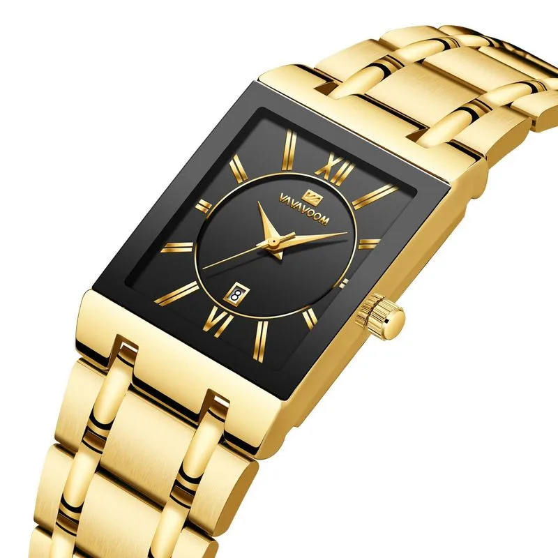 Men's Business Watch Gold Black Luxury Stainless Steel Band Waterproof Square Quartz Wristwatches Reloj Hombre Relogio Masculino
Men's Business Watch Gold Black Luxury Stainless Steel Band Waterproof Square Quartz Wristwatches Reloj Hombre Relogio Masculino