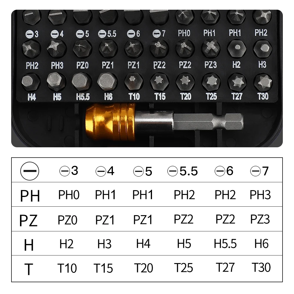 31pcs Common Screwdriver Bit Set Chrome Vanadium Steel Screw Bits with Quick Release Hex Chuck Extension Adapter Hand Tools
31pcs Common Screwdriver Bit Set Chrome Vanadium Steel Screw Bits with Quick Release Hex Chuck Extension Adapter Hand Tools