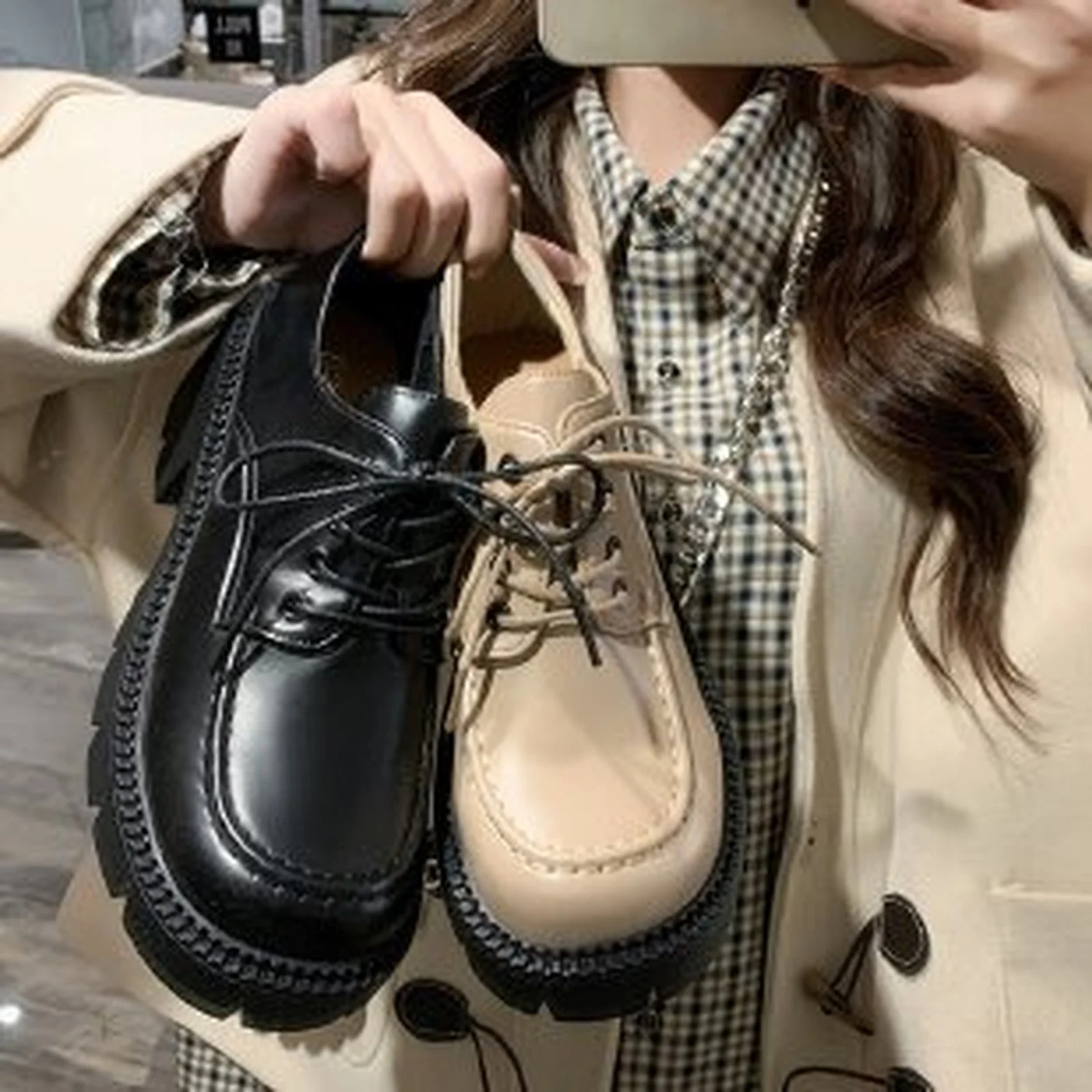 2021 spring and autumn women's shoes leather mid-heel platform high heels lace-up square toe women's shoes Lolita black beige 39
2021 spring and autumn women's shoes leather mid-heel platform high heels lace-up square toe women's shoes Lolita black beige 39