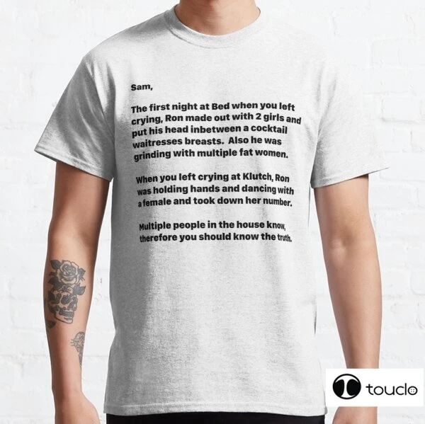 Jersey Shore Letter To Sam Anonymous Popular T-Shirt Crewneck 100% Cotton Tees Funny Tees Cotton Tops Casual Short Sleeve Top
Jersey Shore Letter To Sam Anonymous Popular T-Shirt Crewneck 100% Cotton Tees Funny Tees Cotton Tops Casual Short Sleeve Top