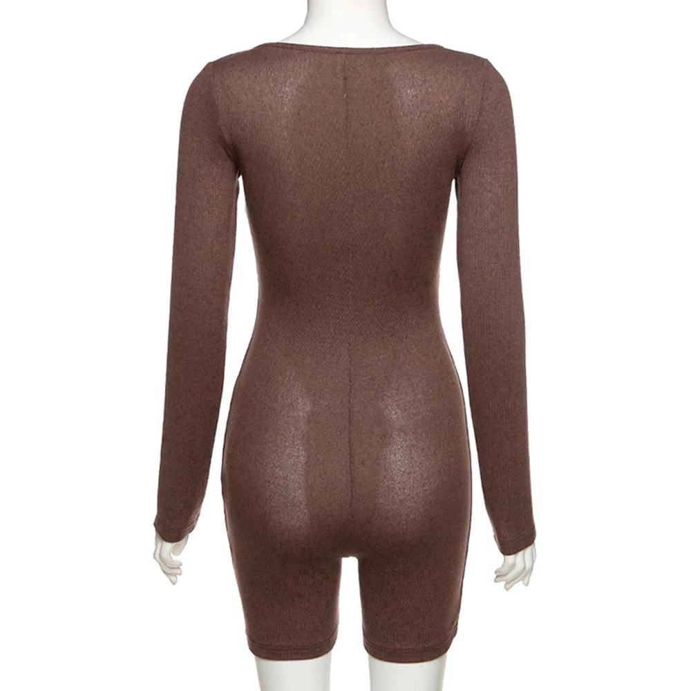 Sexy Brown Rompers One Piece Jumpsuit Women U Collar Long Sleeve Bodycon Romper Button Knitted Streetwear
Sexy Brown Rompers One Piece Jumpsuit Women U Collar Long Sleeve Bodycon Romper Button Knitted Streetwear