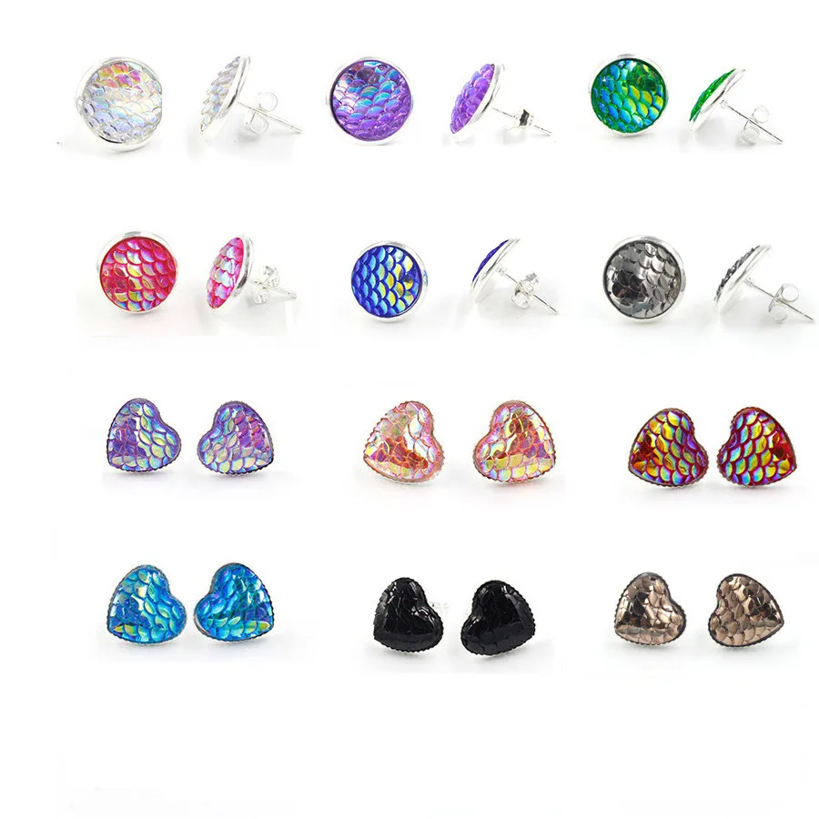 Heart Resin Druzy Drusy Fish scale Earrings Handmade Mermaid Resin Stainless Steel Stud for Women Jewelry
Heart Resin Druzy Drusy Fish scale Earrings Handmade Mermaid Resin Stainless Steel Stud for Women Jewelry
