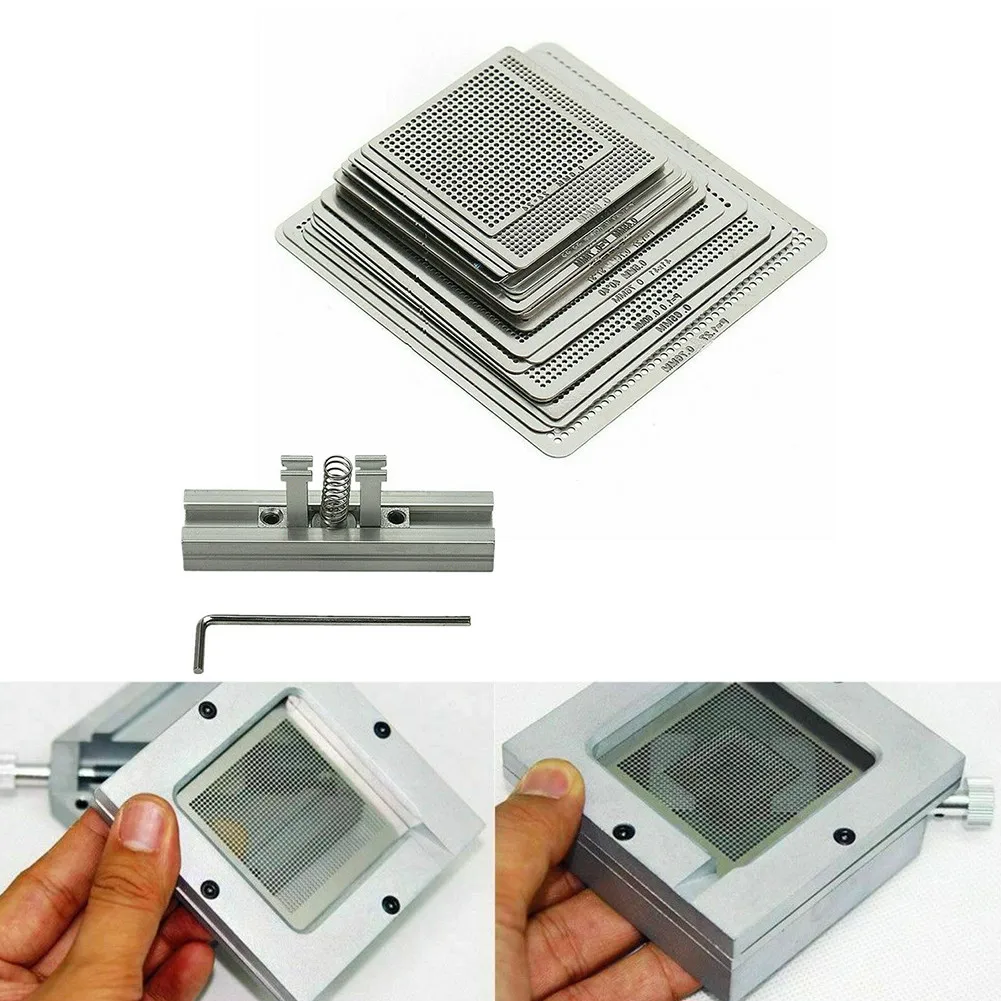 27pcs BGA Reball Reballing Rework Net Universal Stencil Directly Heat Parts Set 27Pcs Set BGA Reballing Rework Net
27pcs BGA Reball Reballing Rework Net Universal Stencil Directly Heat Parts Set 27Pcs Set BGA Reballing Rework Net