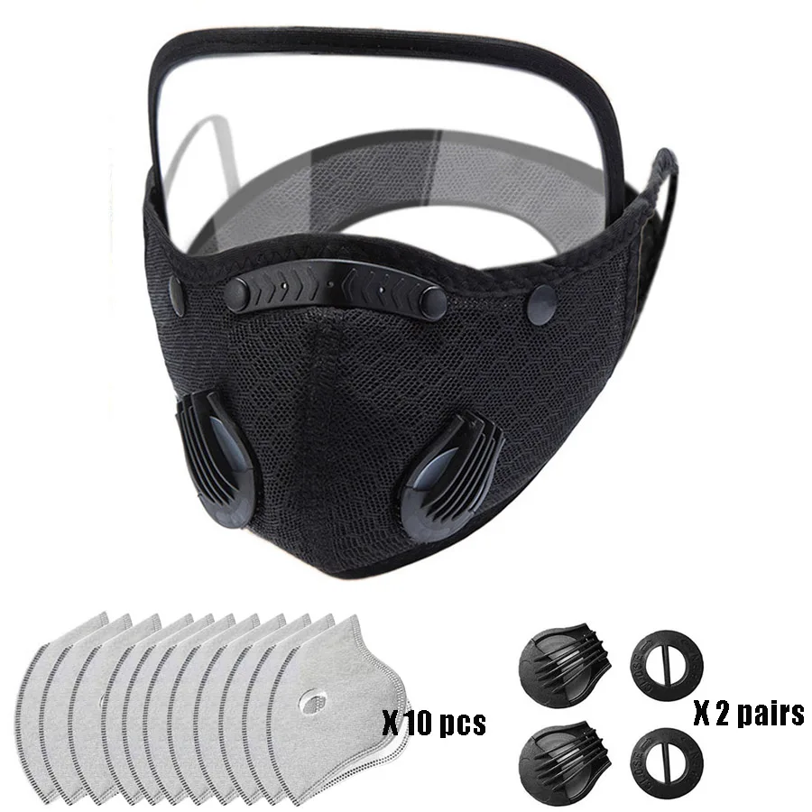 

Cycling Face Mask with Filters PM 2.5 Anti-Pollution Cycling Mask Activated Carbon Breathing Valve Bike Mouth Caps Mascarilla