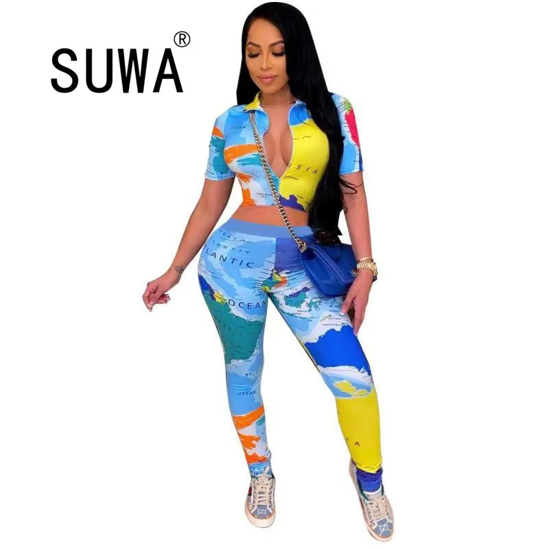 Wholesale Workout Clothes World Map Printed Loungewear Women Two Piece Sets Short Sleeve Top Tunic Skinny High Waisted Pants
Wholesale Workout Clothes World Map Printed Loungewear Women Two Piece Sets Short Sleeve Top Tunic Skinny High Waisted Pants