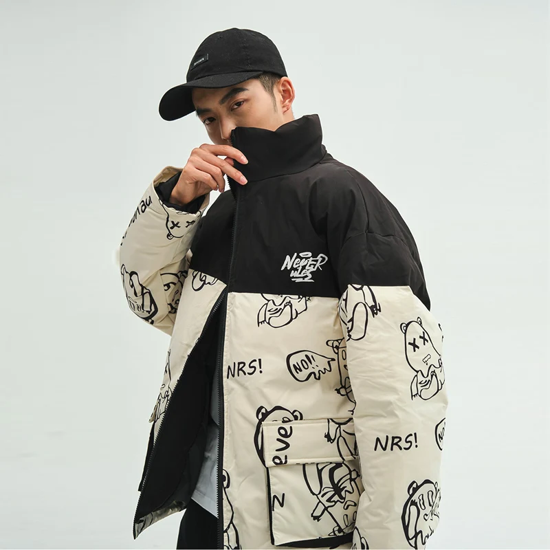 Men Hip Hop Streetwear Graffiti Monster print Puffer Jacket 2020 Mens Harajuku Patchwork Winter Bubble Coats Male Oversize Parka
Men Hip Hop Streetwear Graffiti Monster print Puffer Jacket 2020 Mens Harajuku Patchwork Winter Bubble Coats Male Oversize Parka