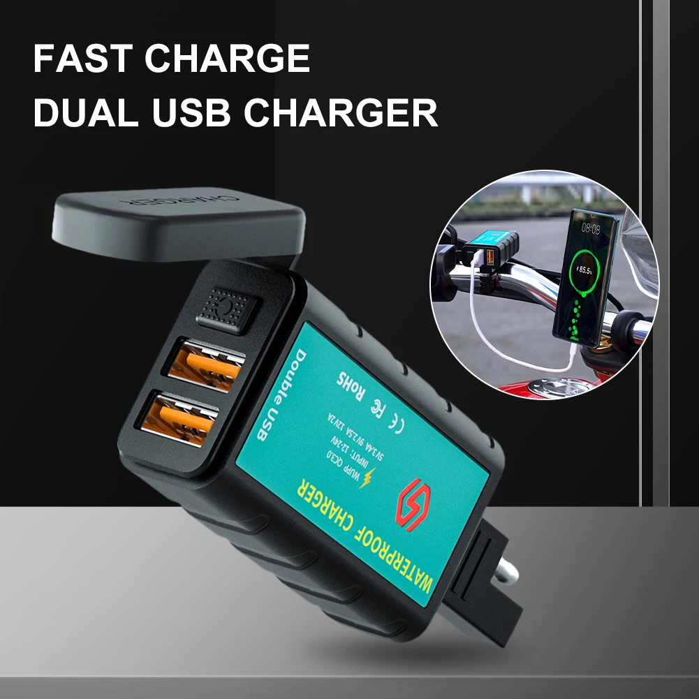 Motorcycle USB Charger SAE to USB Adapter Dual USB Fast Charge with Voltmeter ON/OFF Switch Waterproof Quick Disconnect Charger
Motorcycle USB Charger SAE to USB Adapter Dual USB Fast Charge with Voltmeter ON/OFF Switch Waterproof Quick Disconnect Charger