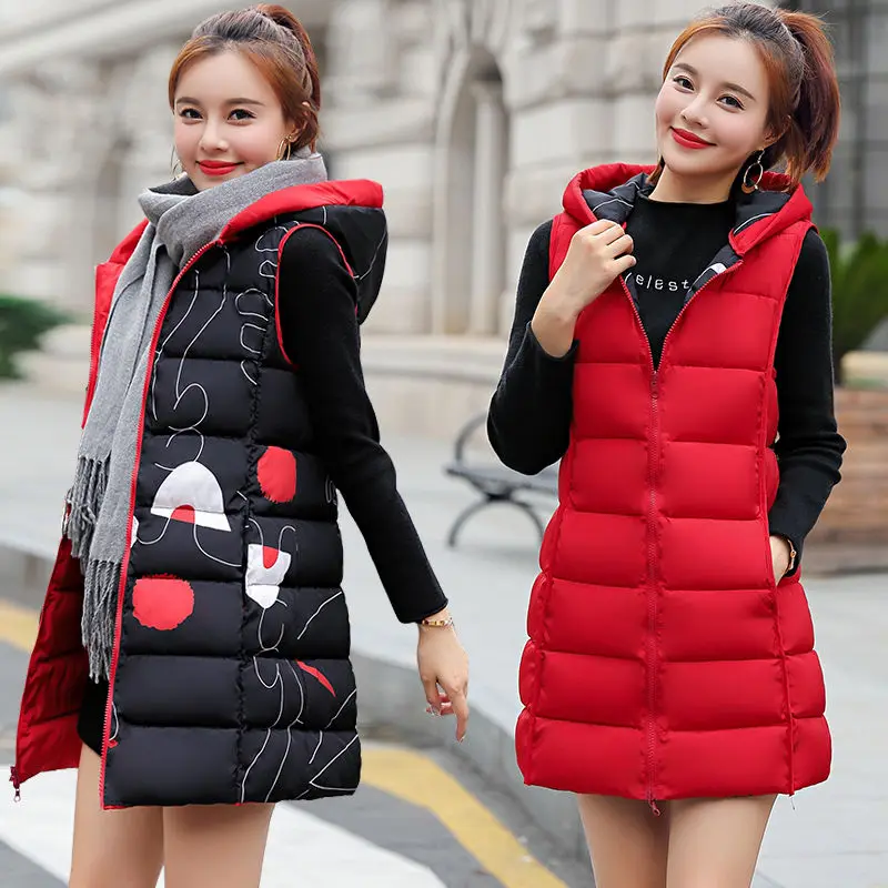 Winter Jacket Women Vests 2020 New Parkas Hooded Long Double-sided Vest Female Warm Waistcoat Parka Cotton Padded Jacket Outwear
Winter Jacket Women Vests 2020 New Parkas Hooded Long Double-sided Vest Female Warm Waistcoat Parka Cotton Padded Jacket Outwear