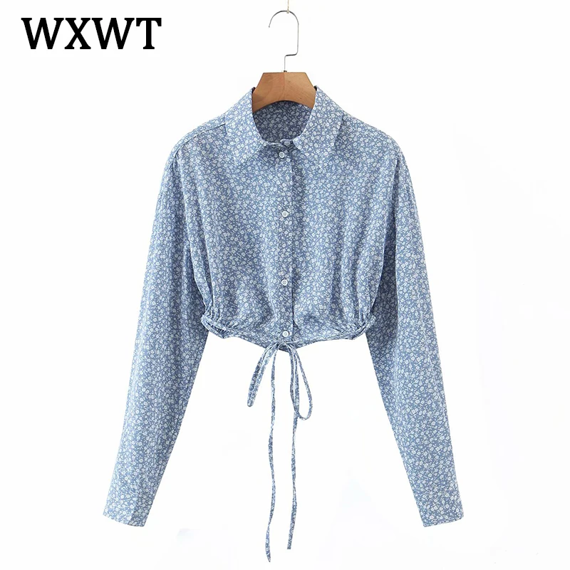 WXWT Fashion Women Water Print Bandage Short Shirt Long Sleeve Female Chic All-match Blouses Tops XQB6005
WXWT Fashion Women Water Print Bandage Short Shirt Long Sleeve Female Chic All-match Blouses Tops XQB6005