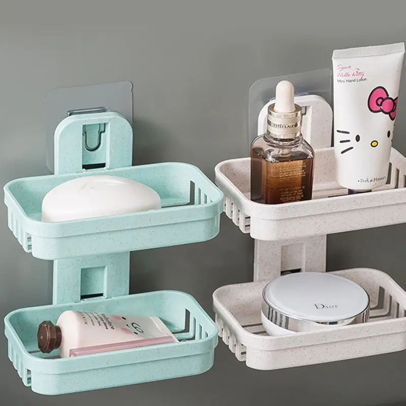 New Bathroom Suction Cup Soap Holder Plastic Bracket Wall-mounted Creative Drain Soap Storage Double Shelf for New In 2021 
New Bathroom Suction Cup Soap Holder Plastic Bracket Wall-mounted Creative Drain Soap Storage Double Shelf for New In 2021